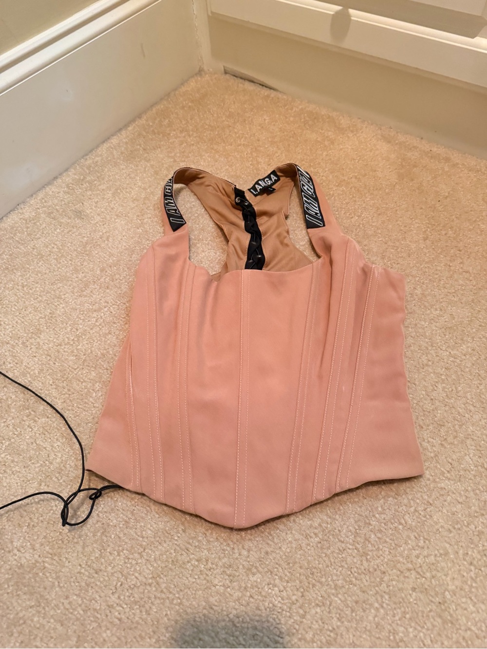 I.AM.GIA Blush Corset Crop Top with Branded Straps